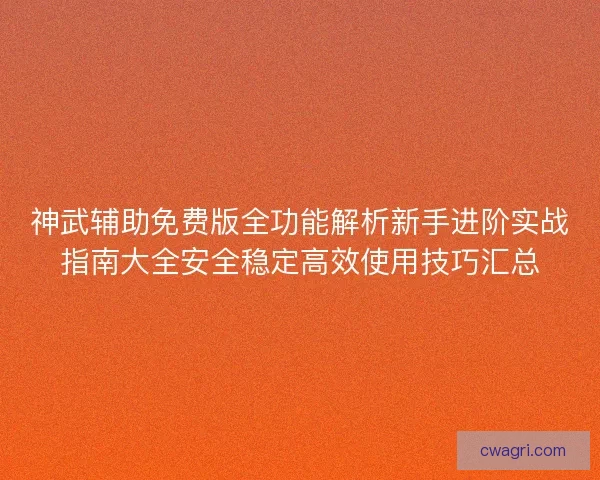 神武辅助免费版全功能解析新手进阶实战指南大全安全稳定高效使用技巧汇总