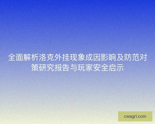 全面解析洛克外挂现象成因影响及防范对策研究报告与玩家安全启示